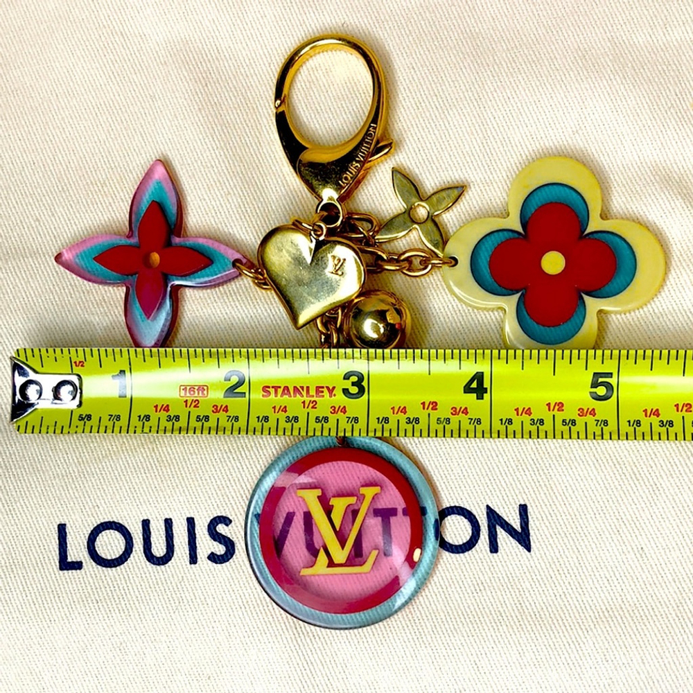 LOUIS VUITTON Bijoux Red Yellow Blue and Gold Plated Ball Flower Heart Charms - Picture 12 of 17